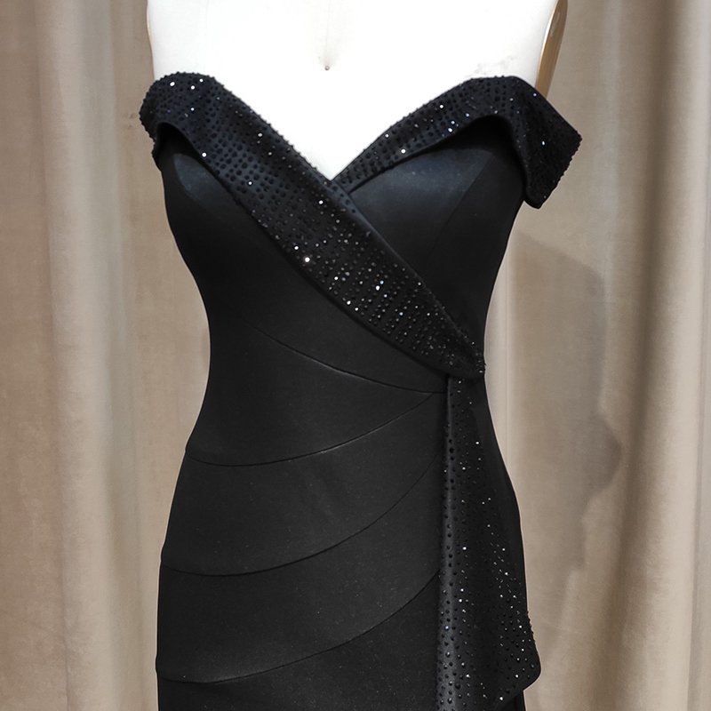 New Style Sexy Black Long Party Dress Sequin Casual Dress Evening Dress for Ladies