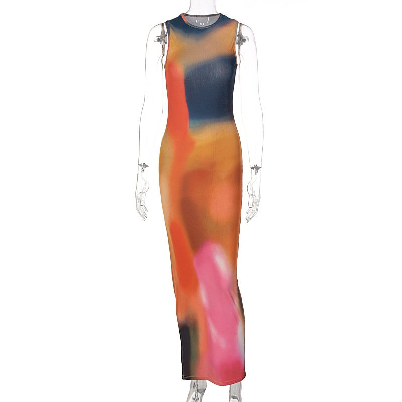 FS7252A New Arrivals Tie Dyed Midi Dress Women's Casual Dress