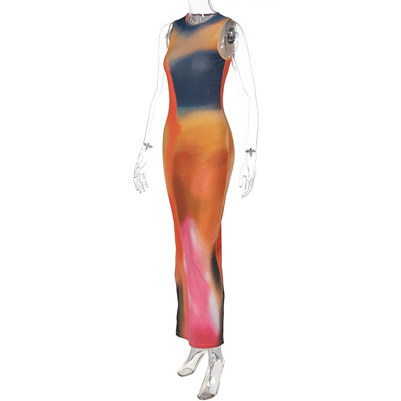 FS7252A New Arrivals Tie Dyed Midi Dress Women's Casual Dress