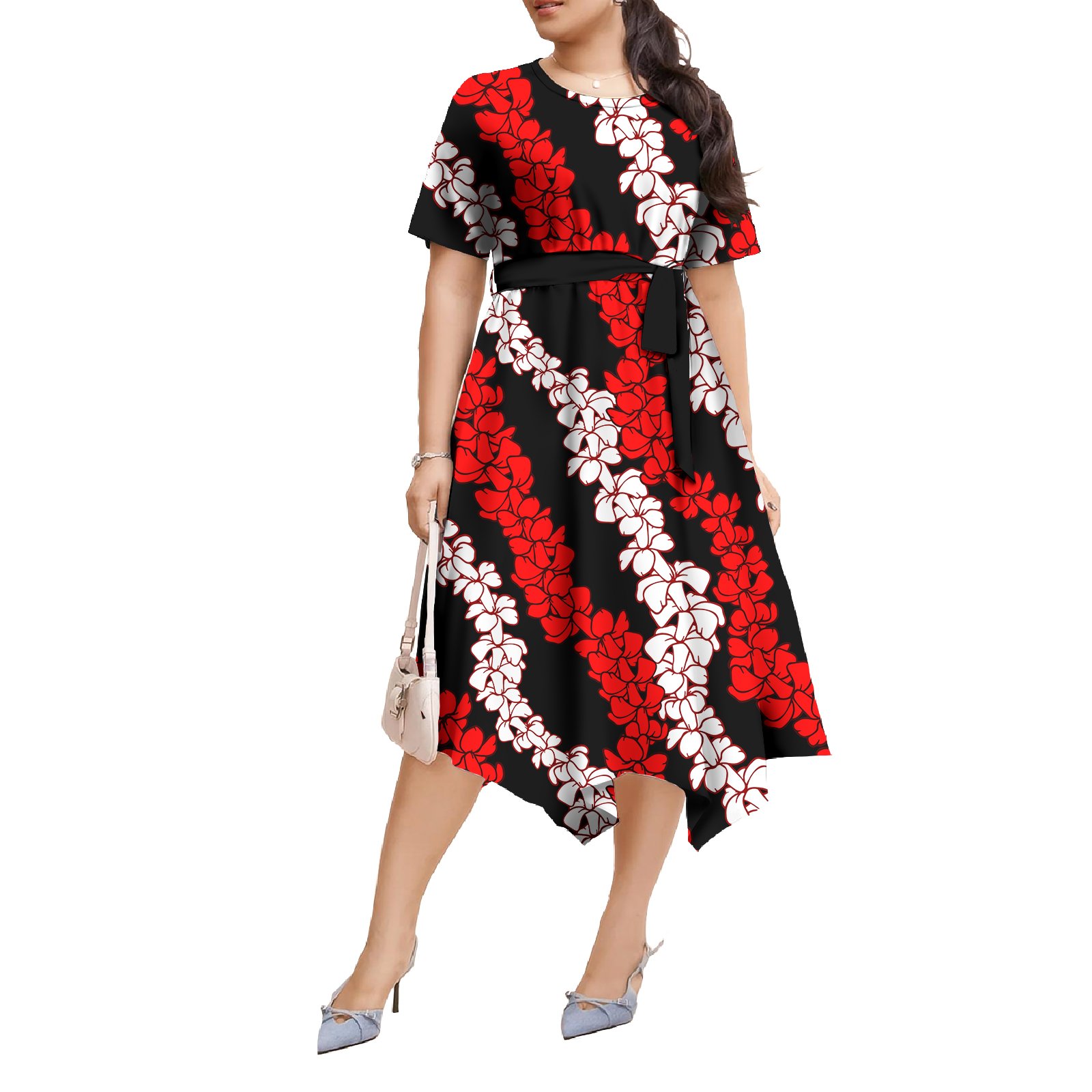 Samoa Polynesian Pattern 3D Print Ladies Clothing Sexy Dress Short Sleeve Plus Size Women Clothing Dresses With Pockets