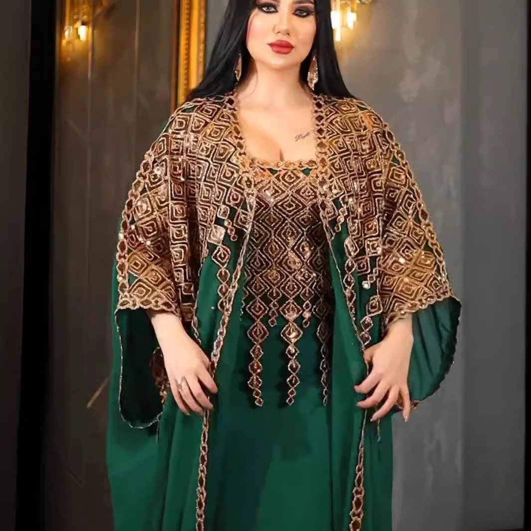 Morocco Kaftan Sequin Diamond African Abaya Muslim Fashion Dress Caftan Evening Party Dress Boubou Robe Djellaba Dress