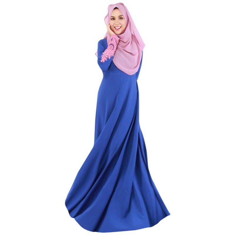 2018 Newest Casual Turkey Islamic Clothing Design Abaya Long Dress Muslim Solid Color Long Sleeve Maxi Standard Chiffon Pleated