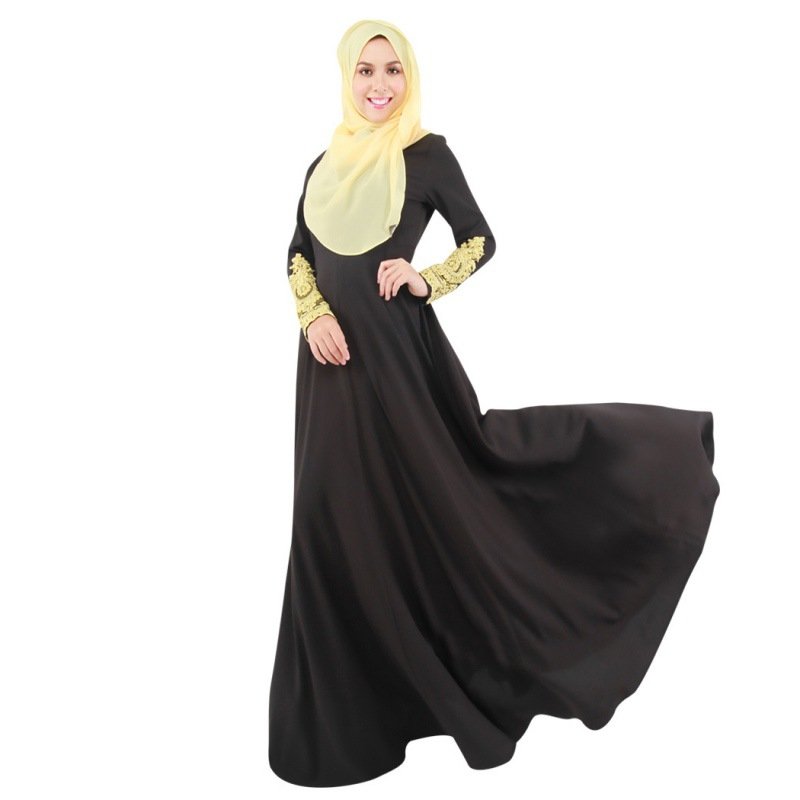 2018 Newest Casual Turkey Islamic Clothing Design Abaya Long Dress Muslim Solid Color Long Sleeve Maxi Standard Chiffon Pleated