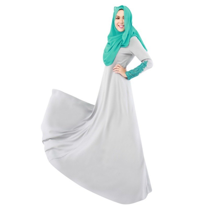 2018 Newest Casual Turkey Islamic Clothing Design Abaya Long Dress Muslim Solid Color Long Sleeve Maxi Standard Chiffon Pleated