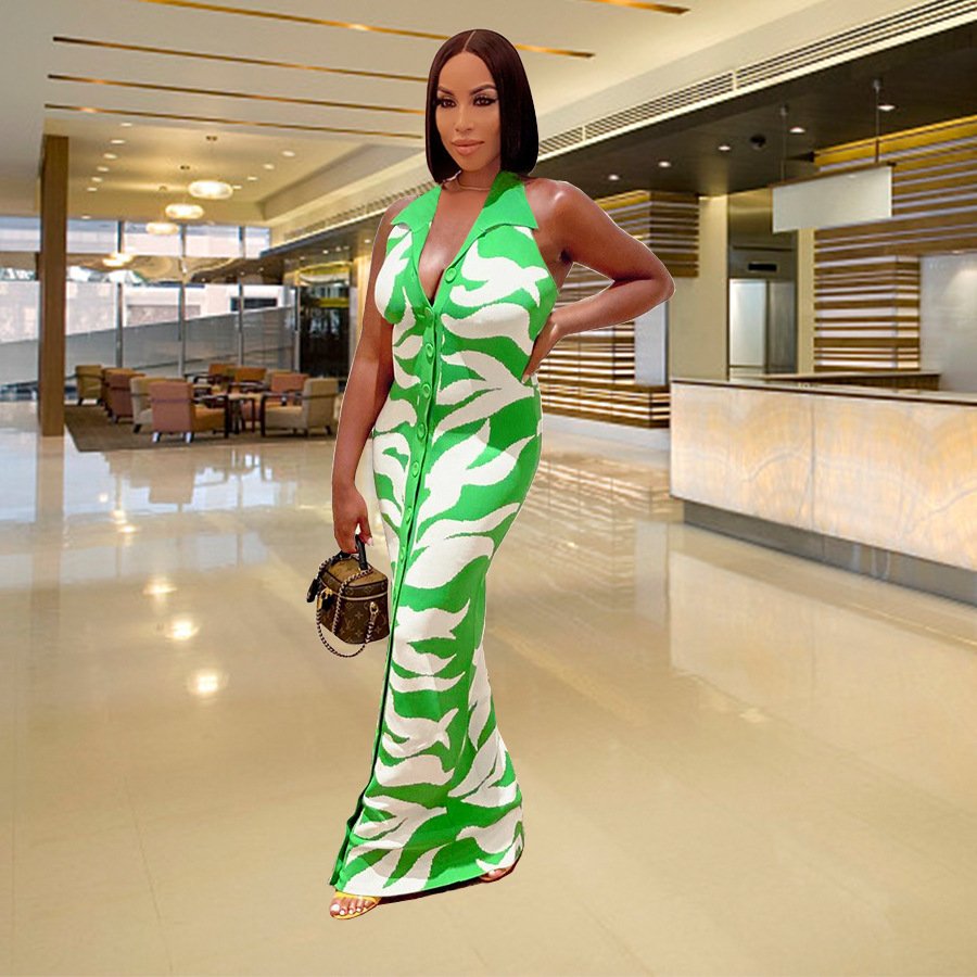 New Arrivals Women Casual Dresses Xs-3xl Summer Sleeveless Printed Women Clothing Dresses Sexy Long Dress For Lady