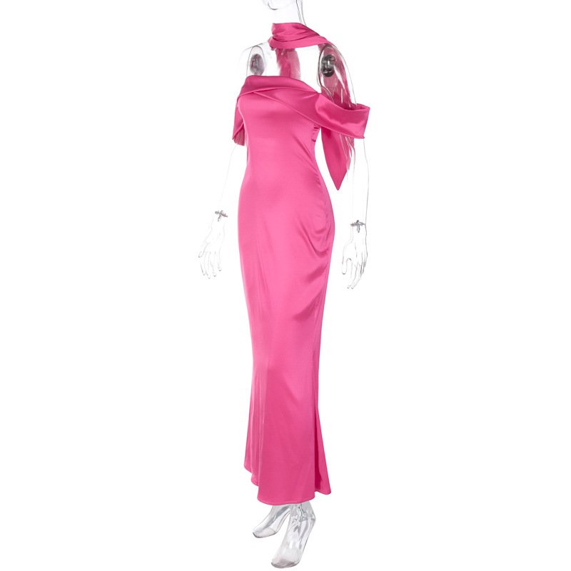 women's clothing dress maxi Hot selling custom color casual dresses strapless backless satin silk maxi dress