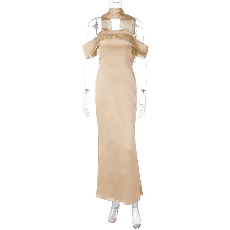 women's clothing dress maxi Hot selling custom color casual dresses strapless backless satin silk maxi dress