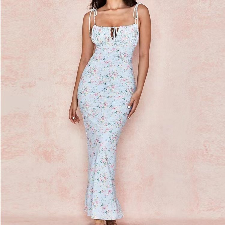 Boom New Arrival Summer Sleeveless Straps Floral Backless Dresses Women Party Casual Dresses Women Maxi Women Long Dres