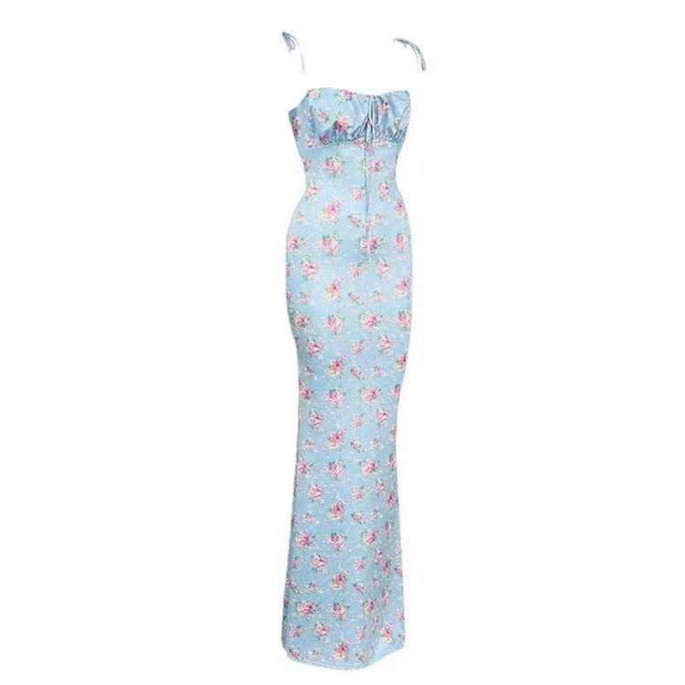 Boom New Arrival Summer Sleeveless Straps Floral Backless Dresses Women Party Casual Dresses Women Maxi Women Long Dres