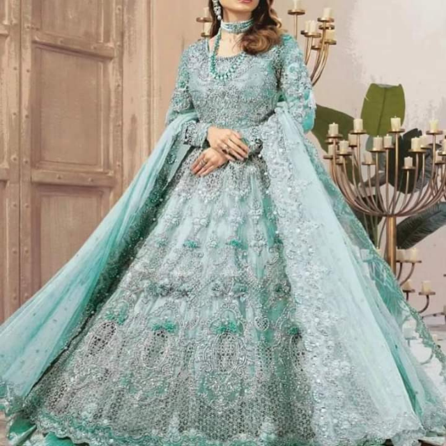 2024 Heavy Design Custom Fabric Wedding Partywear Heavy Embroidered Fancy Handwork Maxi Dress With Dupatta for Women Available