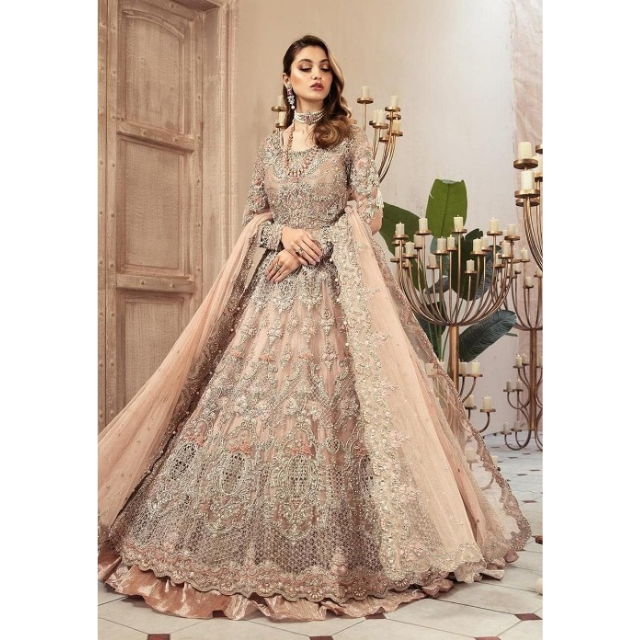 2024 Heavy Design Custom Fabric Wedding Partywear Heavy Embroidered Fancy Handwork Maxi Dress With Dupatta for Women Available