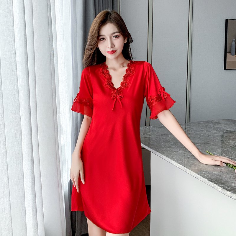 Custom Silk Satin Casual Fitness Summer Spring Women sexy Nightgown Ladies Nightdress Soft Dresses Women's Sleepwear