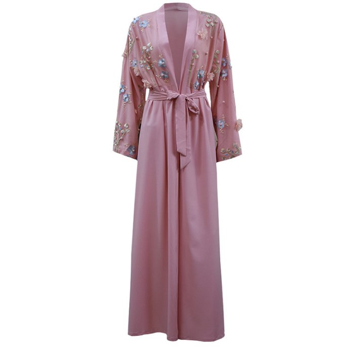 Abaya Dubai Kaftan Arab Islam Women Long Floral Muslim Kimono Cardigan Dress Turkish Elbise Mubarak Islamic Clothing Y10372