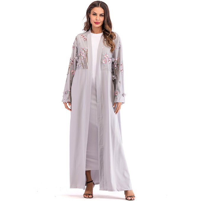 Abaya Dubai Kaftan Arab Islam Women Long Floral Muslim Kimono Cardigan Dress Turkish Elbise Mubarak Islamic Clothing Y10372