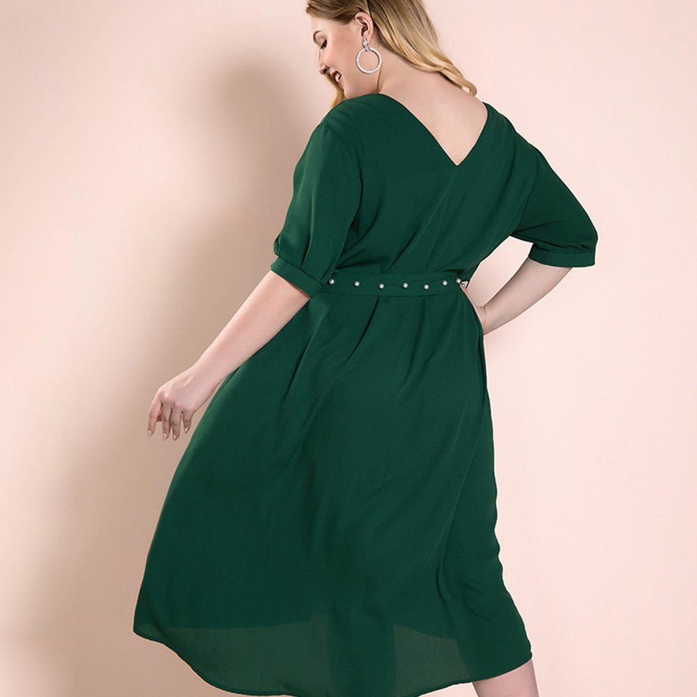 Customized high quality plus size women's clothing Summer 2022 new dresses women casual green dress