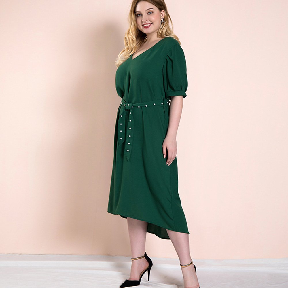 Customized high quality plus size women's clothing Summer 2022 new dresses women casual green dress