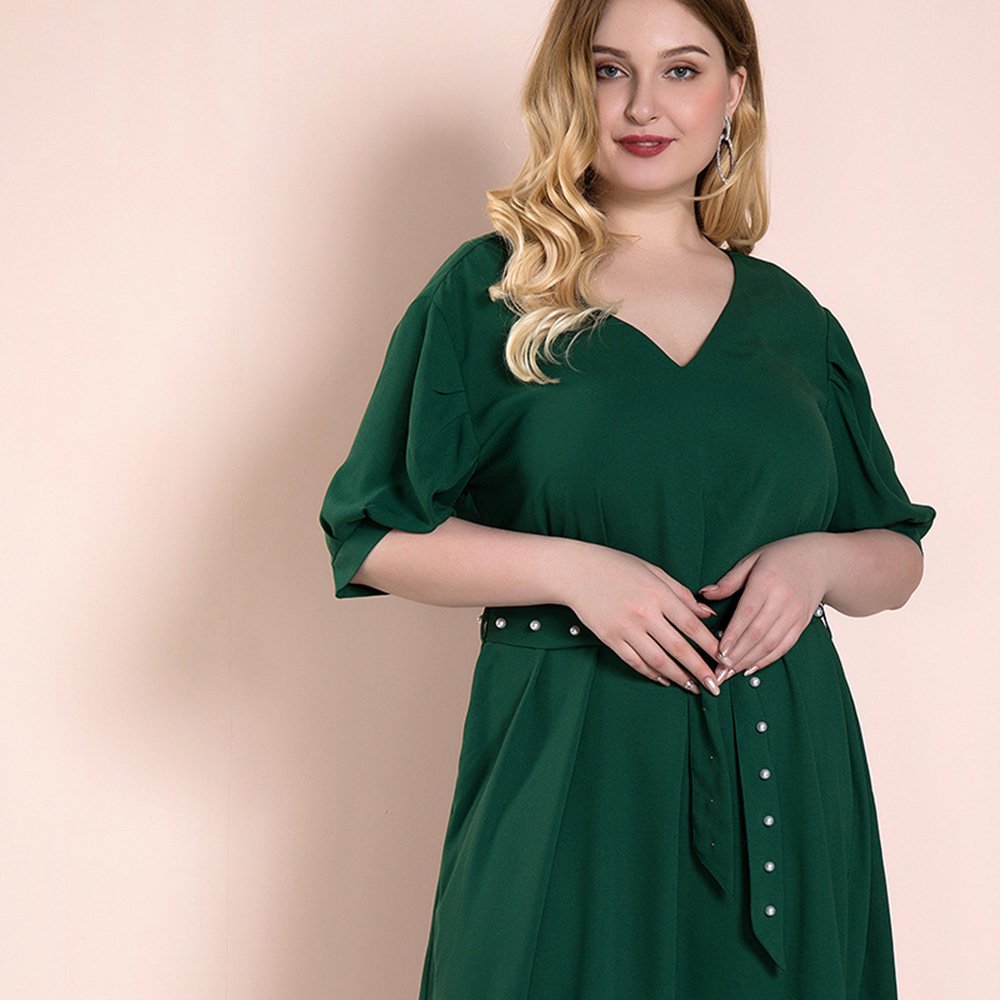Customized high quality plus size women's clothing Summer 2022 new dresses women casual green dress