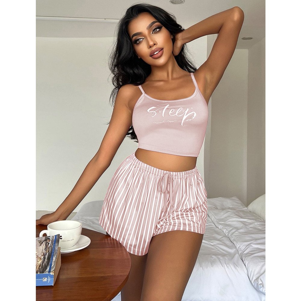 Summer Breathable Satin Lingerie Set Women Casual Sexy Pajamas Adjustable Shoulder Strap Comfortable Lounge Wear Mix Color Home