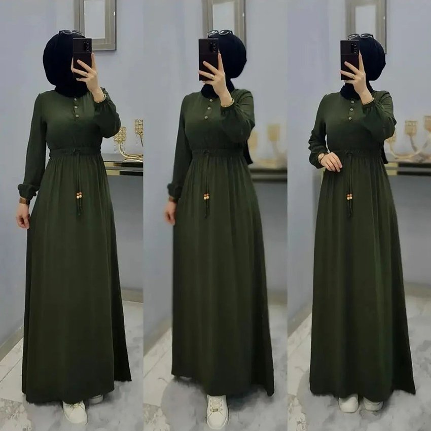 Wholesale 2024 New Modest Abaya Waist Dress Solid Caftan Tradition Muslim Dress Elegent Dubai Jalabiya Trendy Islamic Clothing