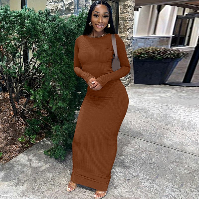 K6367 trendy fashion bandage long sleeve knitted women evening dress