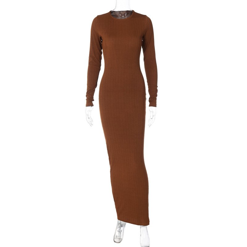 K6367 trendy fashion bandage long sleeve knitted women evening dress