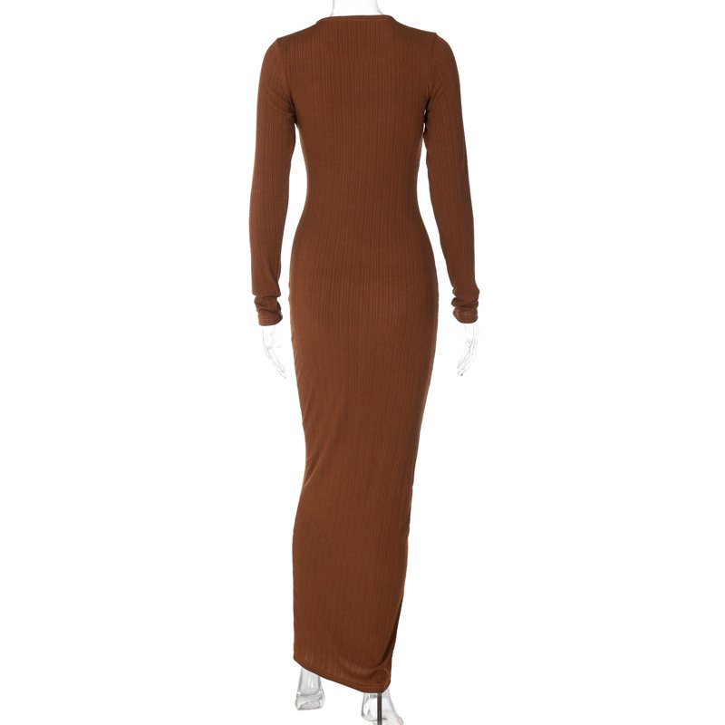 K6367 trendy fashion bandage long sleeve knitted women evening dress