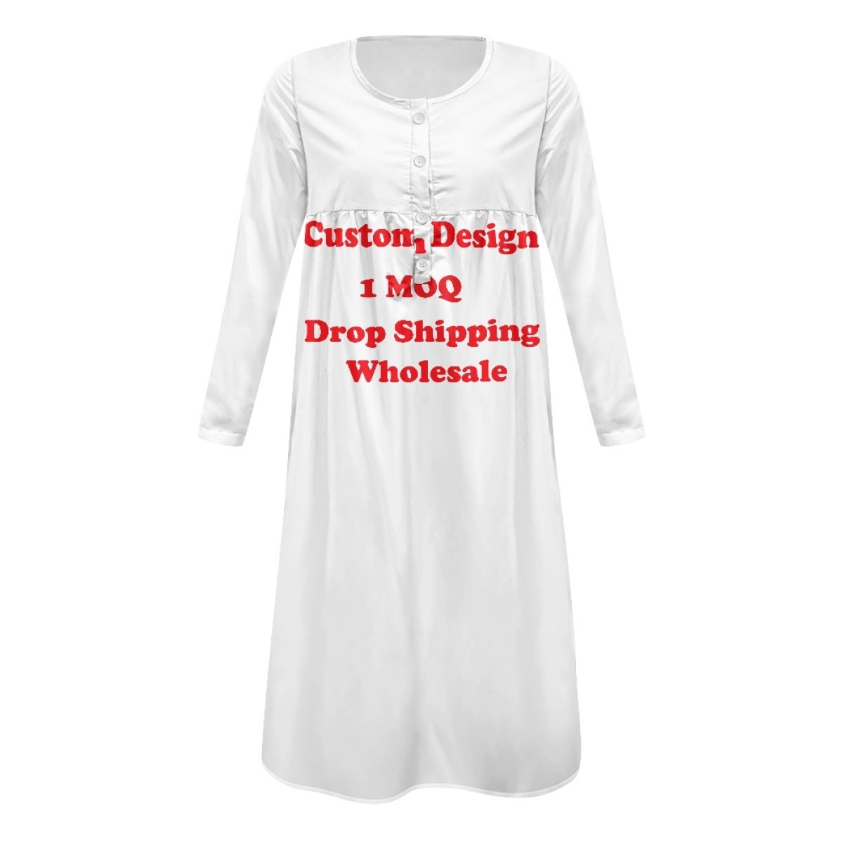 2024 New Design Custom Large Size Loose Ladies V-Neck Button Short Sleeve Dress Print On Demand Women's Fashion Casual Dresses