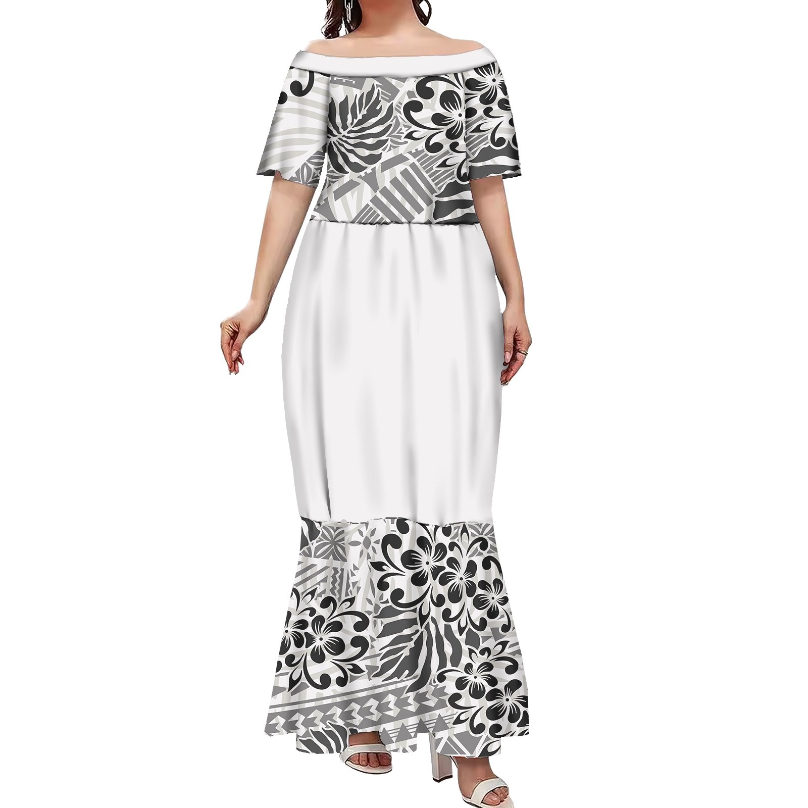 New Wholesale Samoan Puletasi Dresses Women Lady Fashion Island Mermaid Dress Polynesian Fishtail Dress