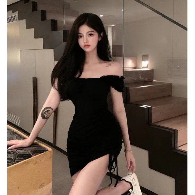 Party Banquet Summer High Quality Bubble Sleeve High Waist Short Dress for women's Sexy One Line Neck Off Shoulder Elegant Dress