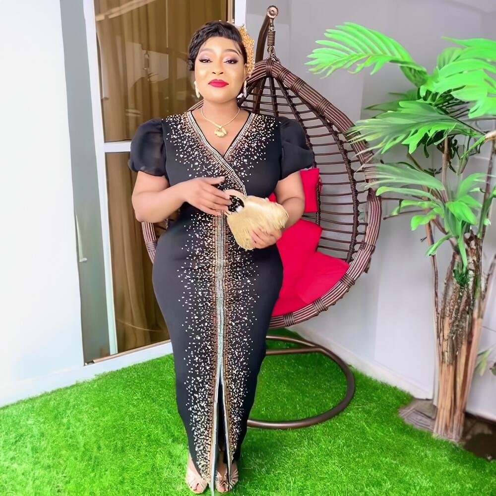 Good Selling african party dress Luxury rhinestone fashion women clothing african style casual dress mesh gauze ankara dress
