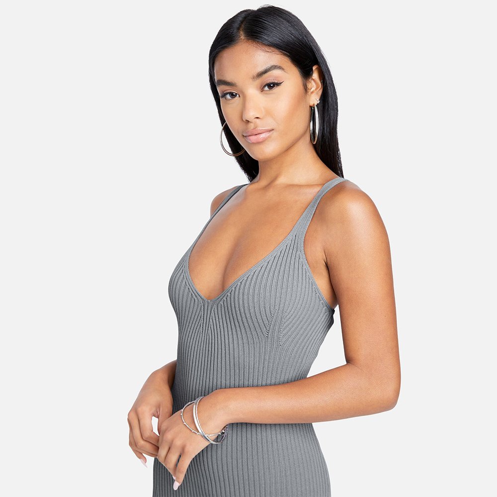 V Neck Sleeveless Bodycon Midi Sweater Dress Summer Autumn 2023 New Arrivals Womens Casual Dresses