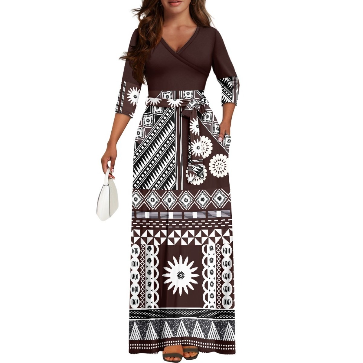 Customized Summer Refreshment Pasifika Fashion Elegant Ladies V Neck Long Dress Print On Demand Polynesian Beauty Casual Dress