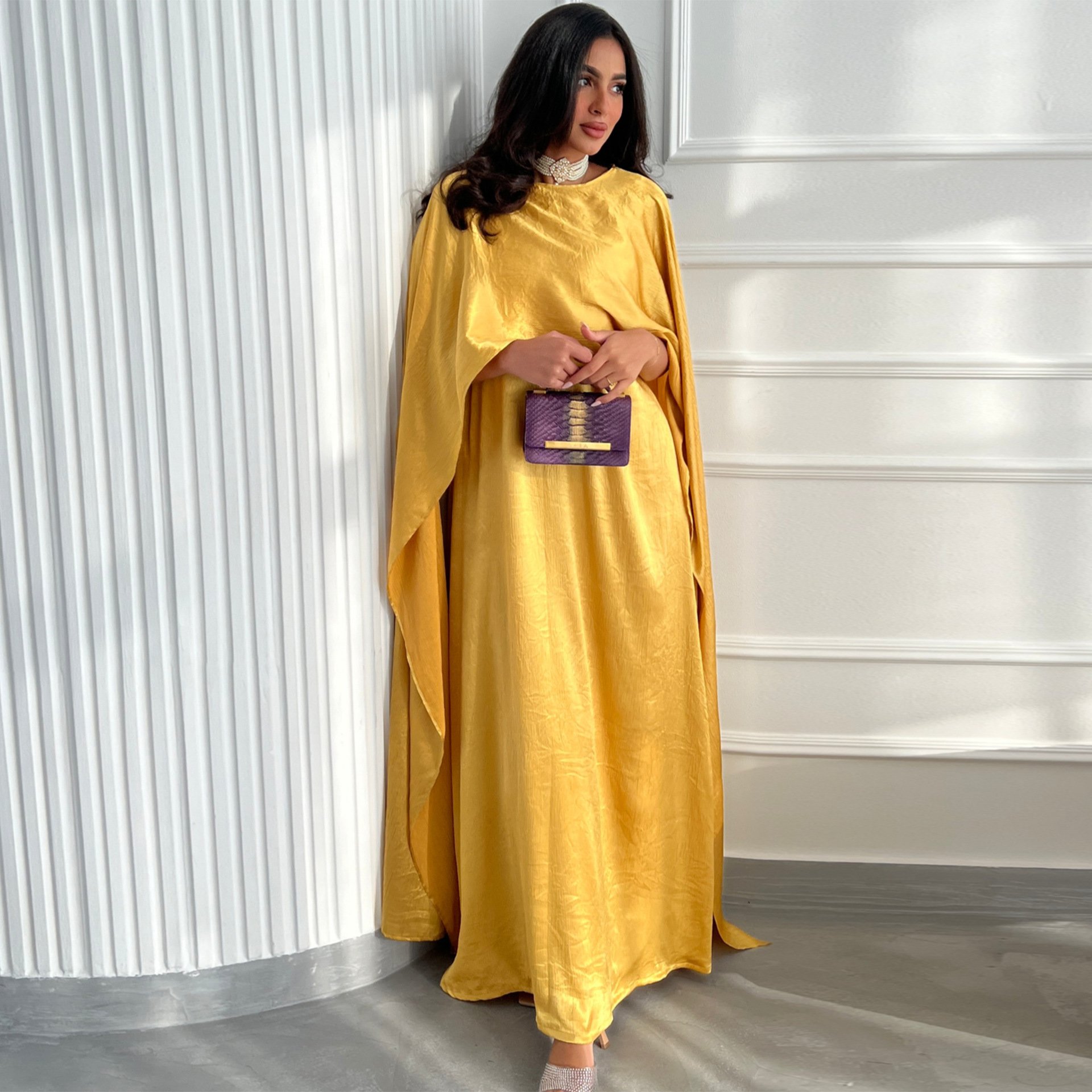 2024 Traditional Muslim Clothing&Accessories Turkey Design Islamic Clothing Abaya Round Neck Women Dubai Muslim Dress