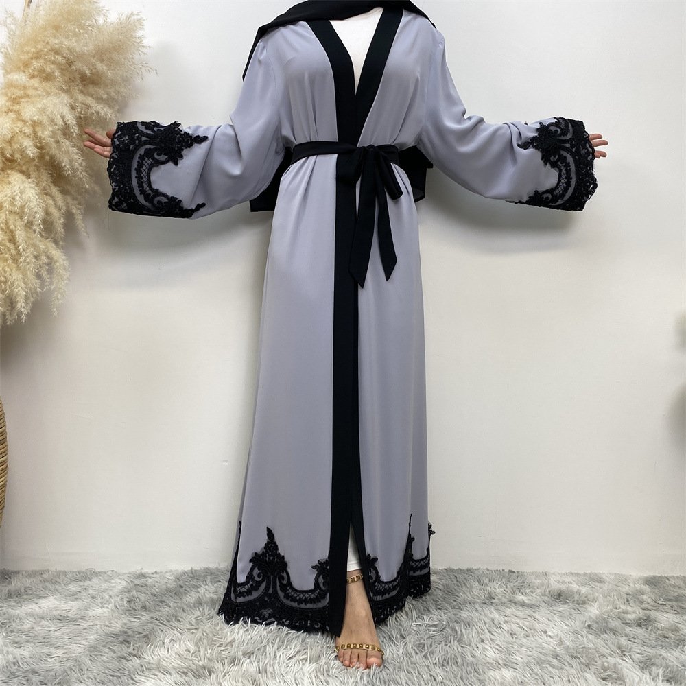Traditional muslim clothing embroidered gown turkiye casual islamic Large size long dress open abaya kaftan