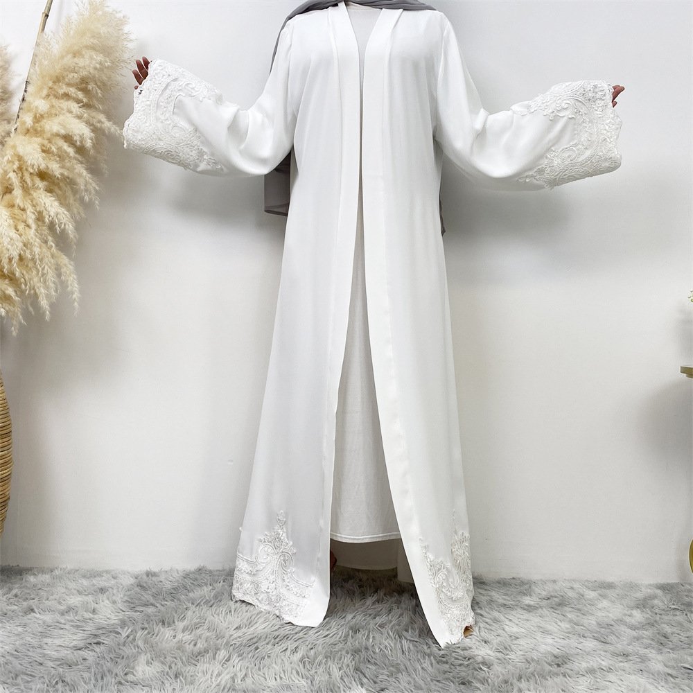 Traditional muslim clothing embroidered gown turkiye casual islamic Large size long dress open abaya kaftan
