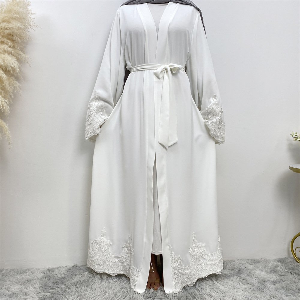 Traditional muslim clothing embroidered gown turkiye casual islamic Large size long dress open abaya kaftan