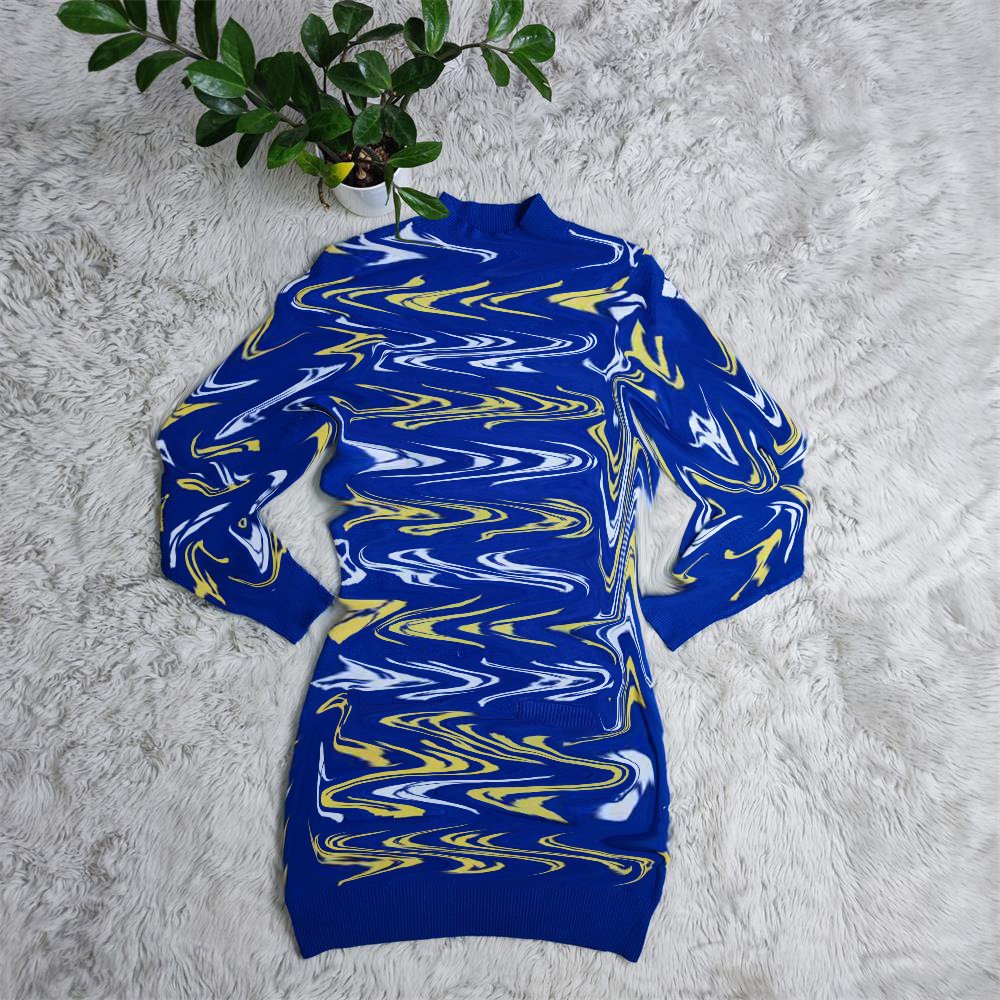 Wholesale designer clothing long sleeves knitted dress fashion black winter brand sweater dresses women