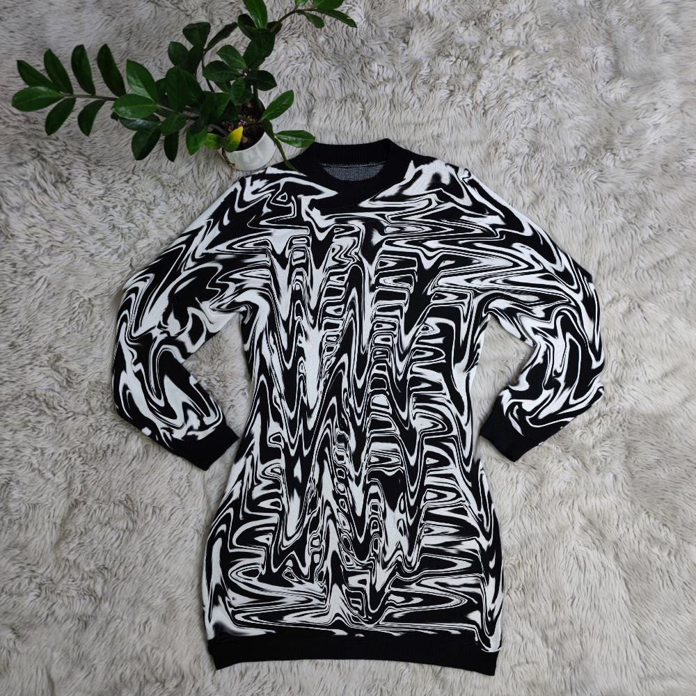 Wholesale designer clothing long sleeves knitted dress fashion black winter brand sweater dresses women