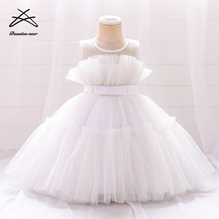 Luxury Children Little Girls Knee-Length Ruffle Flower Girl Wedding Mesh Princess Dress Party Baby Kids Dresses For Girls
