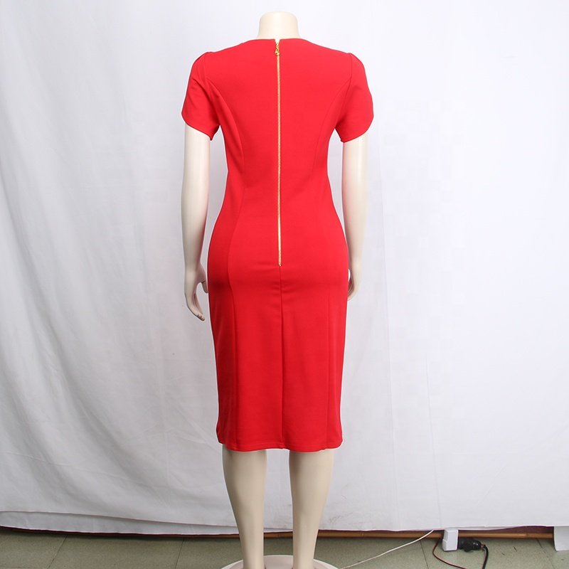 Factory Wholesale Short Sleeve Knee-Length Knitted Latest Cotton Fashion Elegant Summer Casual Ladies Dress