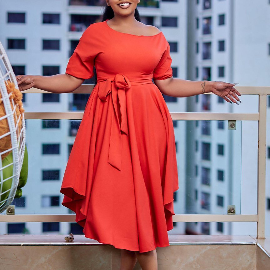 High quality ladies summer casual dress short sleeve women elegant plus size dress for fat women