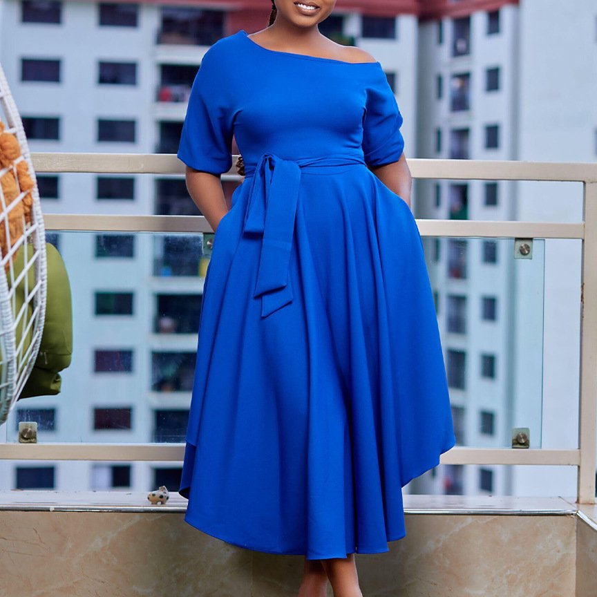 High quality ladies summer casual dress short sleeve women elegant plus size dress for fat women