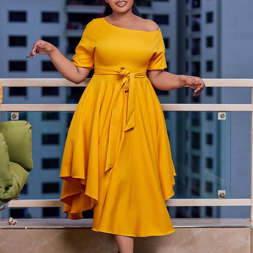 High quality ladies summer casual dress short sleeve women elegant plus size dress for fat women