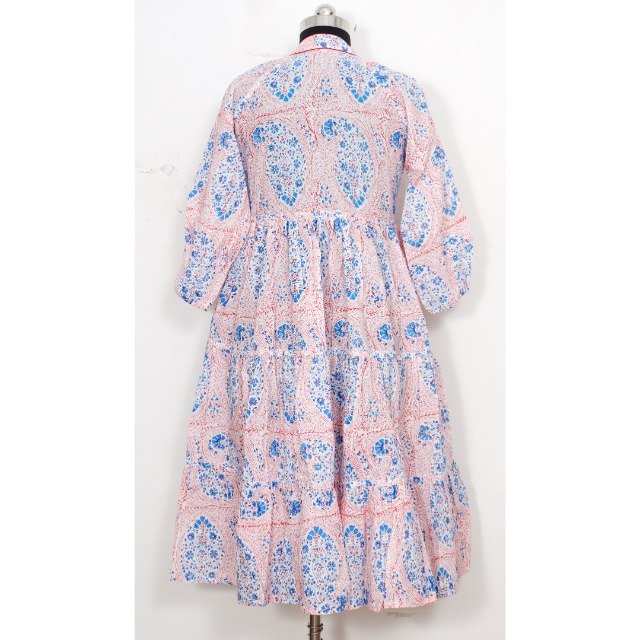 Indian Wedding Cotton Dress Hand Block Printed Dress Long Cotton Top For Women Hand Block Printed Dress Gift for Her