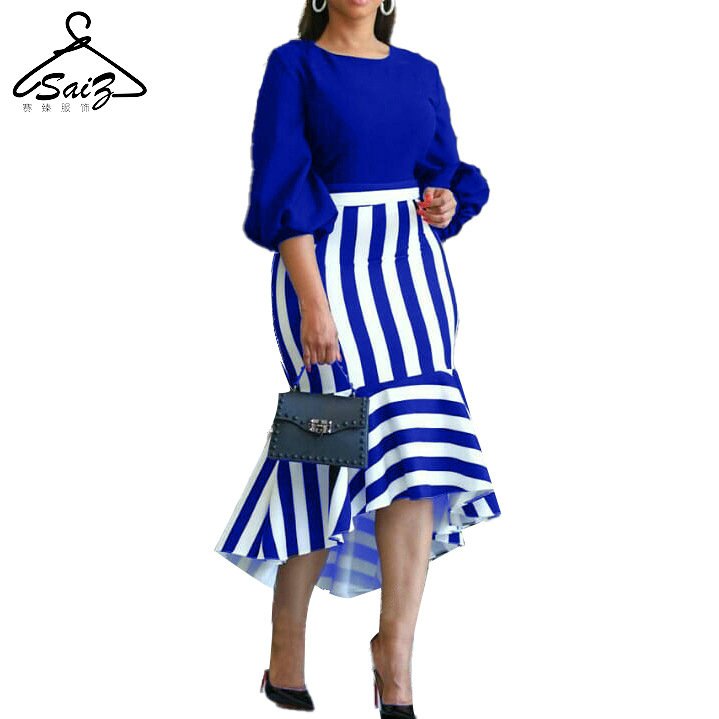Elegant Women's Clothing Crew Neck Dress Casual Dress Plus Size Women's Plus Stripe Print Short Dress