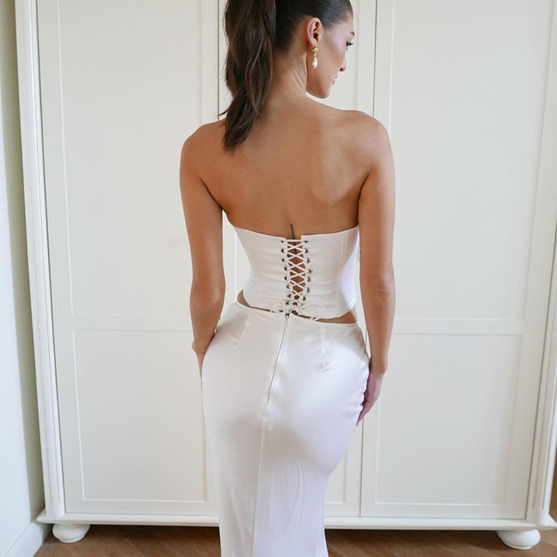 Night Dresses Woman Sexy Two Piece Sexy Streetwear Dress Sets Sets Dress Plain Wrap Hips And Waist