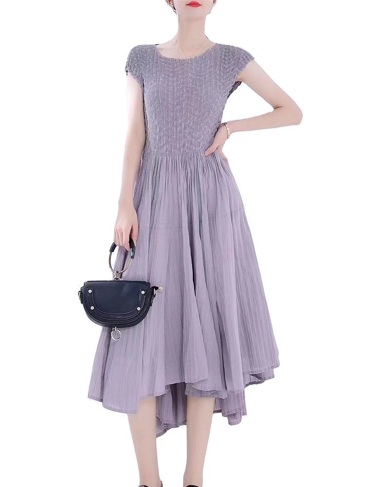 Pleated Miyake Long Skirt Temperament Long Skirt Fashion Women's Wear with Casual Dress 1 Piece Clothing Woman Natural Woven