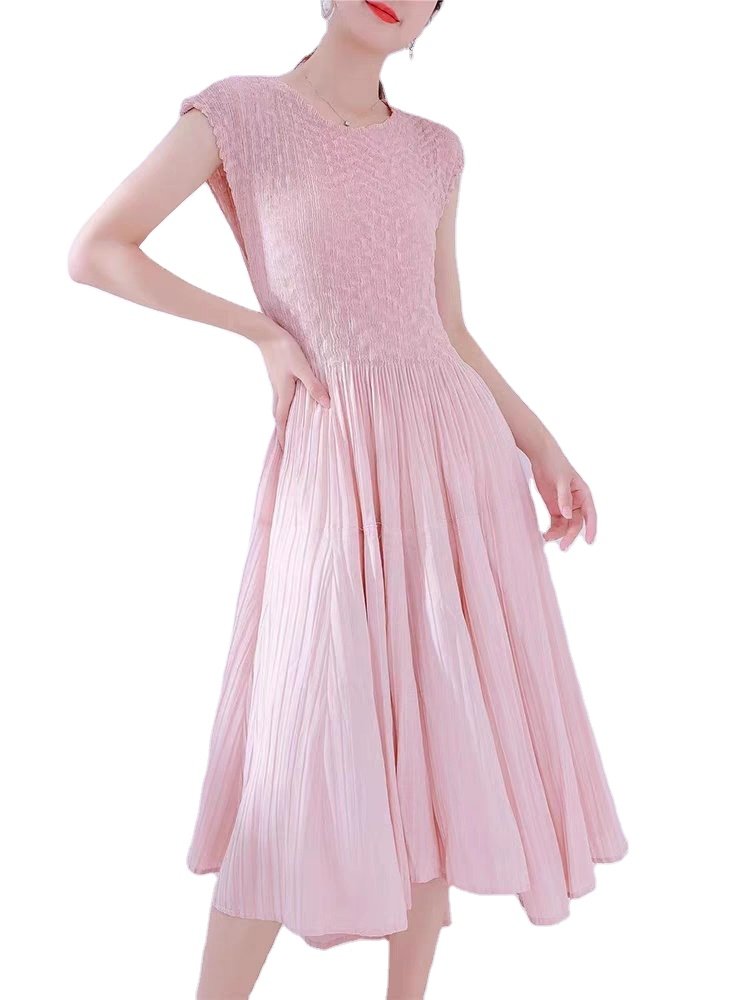 Pleated Miyake Long Skirt Temperament Long Skirt Fashion Women's Wear with Casual Dress 1 Piece Clothing Woman Natural Woven