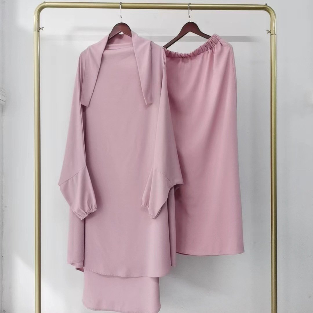 Yibaoli manufacturer new design 12 colors saudi arabia dubai jilbab 2 pieces prayer abaya dress for muslim women
