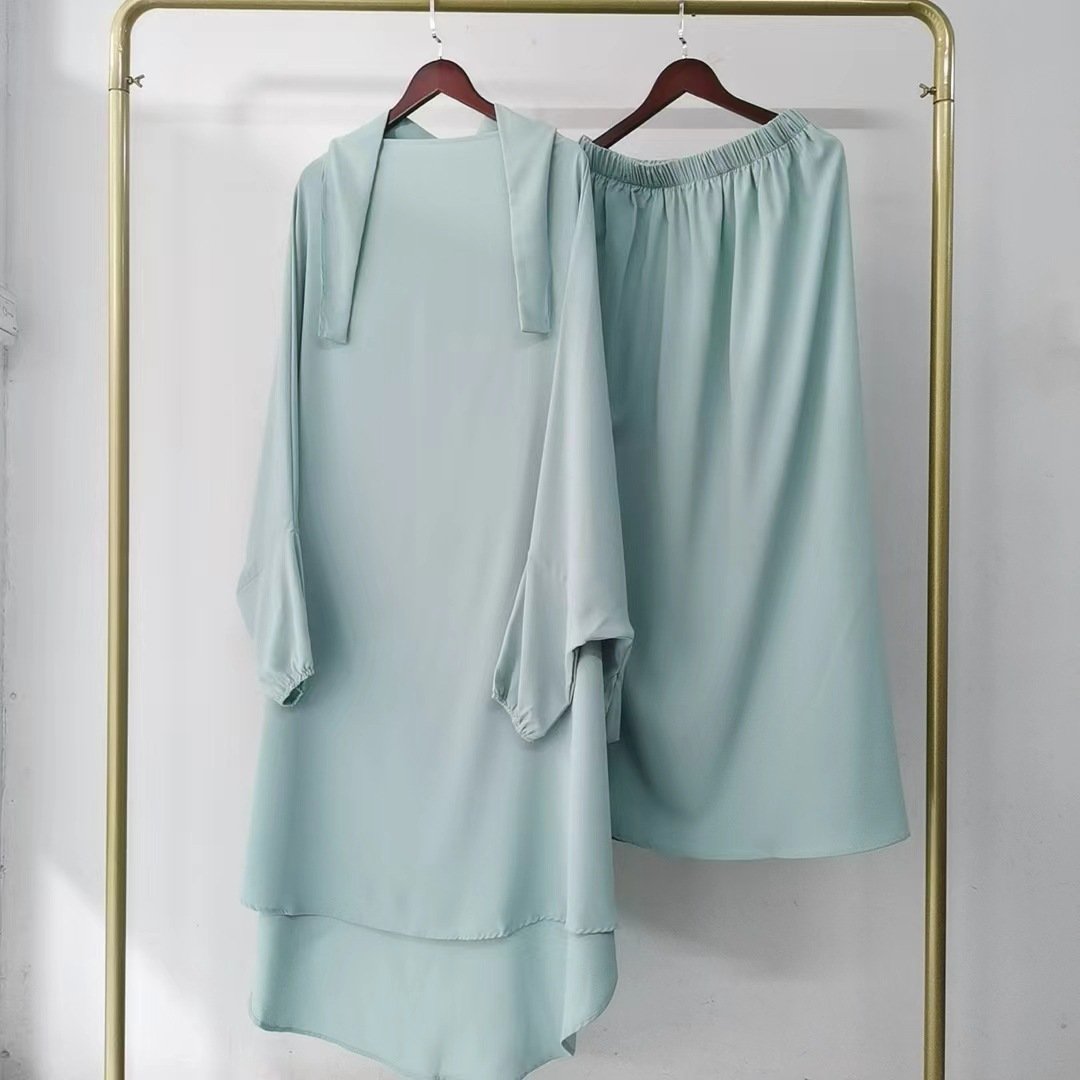 Yibaoli manufacturer new design 12 colors saudi arabia dubai jilbab 2 pieces prayer abaya dress for muslim women